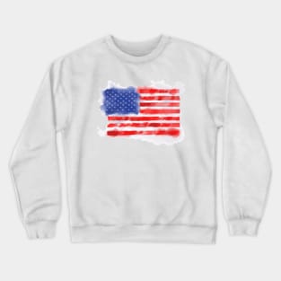 Watercolor American Flag for Veterans and Patriots Crewneck Sweatshirt